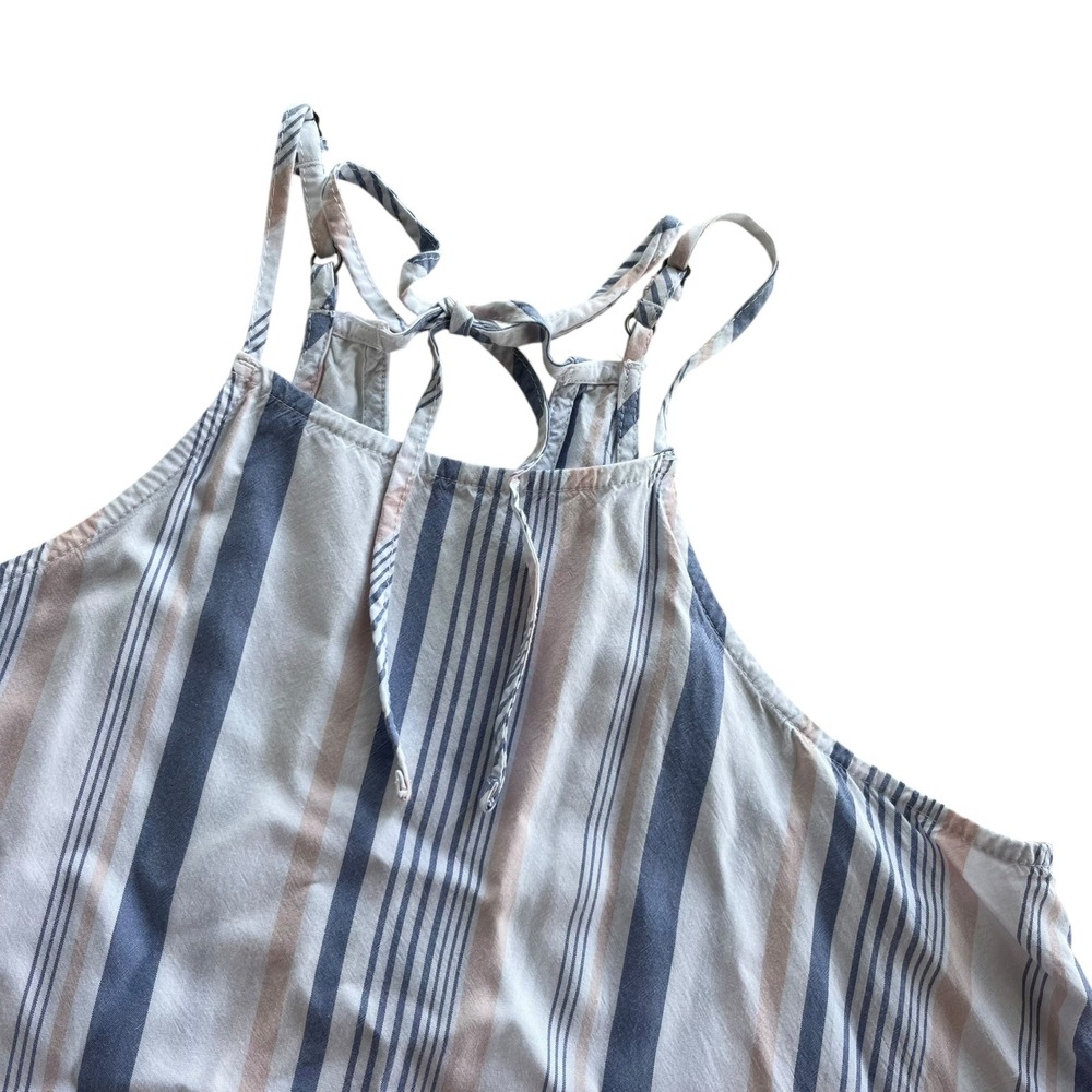 Hollister Women's XS White Blue Peach Striped Tie Strap Halter Tank Top Nautical
